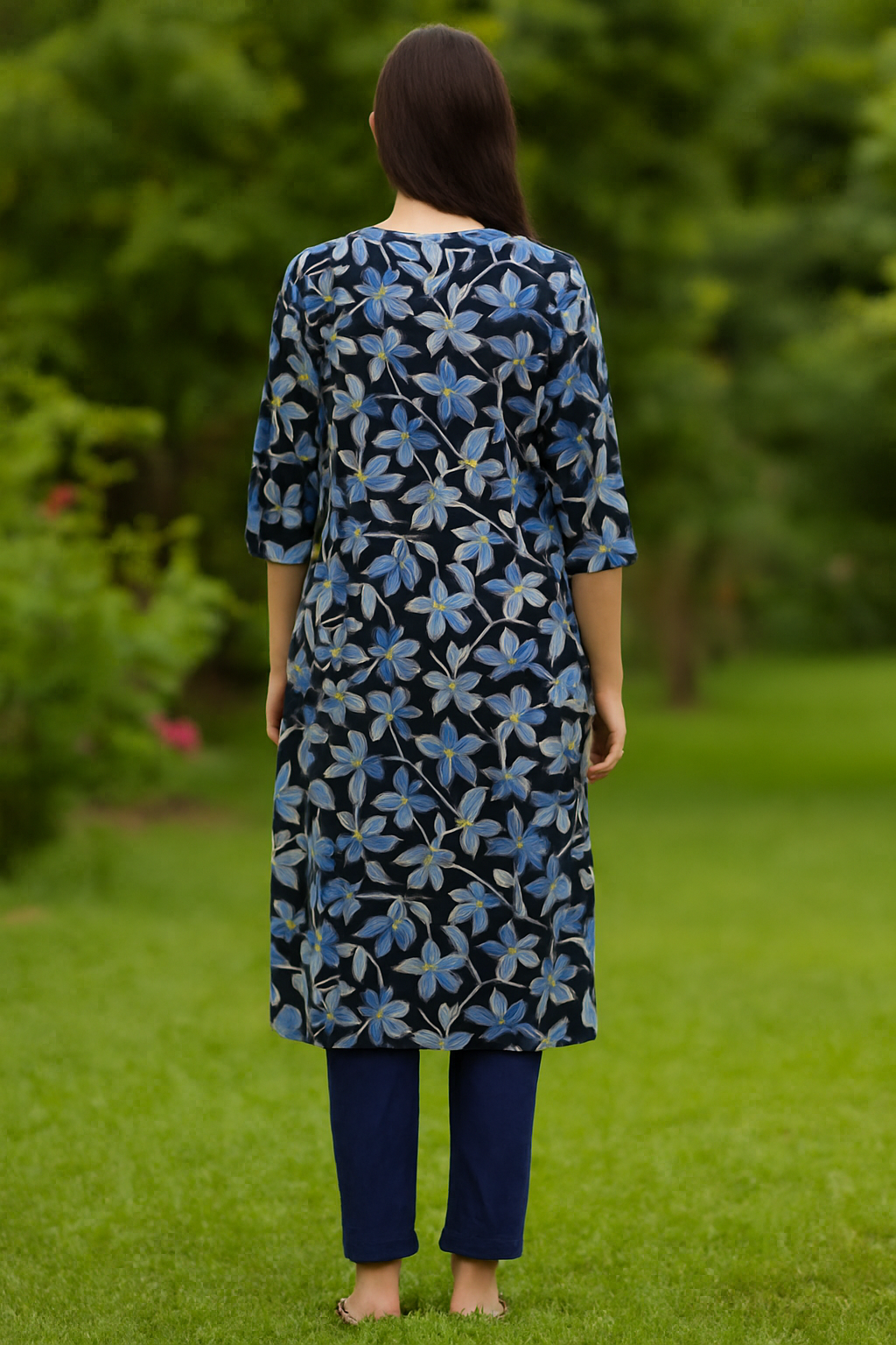 Everyday‑to‑Festive Rayon Kurti Set | Floral Print, V‑Neck, Smart Fit Pant . pocket available