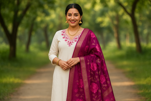 দুর্গাপুজার জন্য প্রাকৃতিক পরিবেশে মডেল