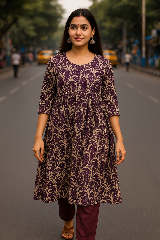 Premium Rayon Printed Kurti with Side Pocket & Matching Pant – Festive & Everyday Wear